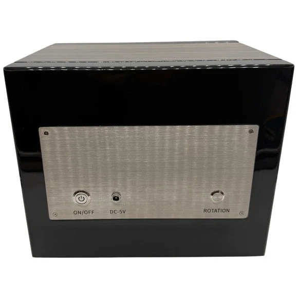 Dual Watch Winder Ebony Wood Grain Finish Black Automatic Watch Box with Adapter
